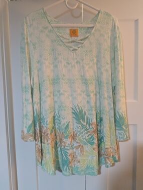 Ruby Rd. Women's Top Blouse 3/4 Sleeve Floral, Easy Breezy Size XL Rayon/Spandex